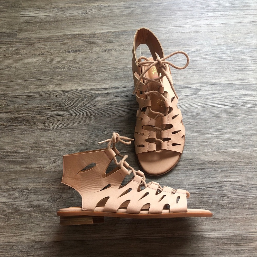 BC Footwear Nude Lace Up Sandals